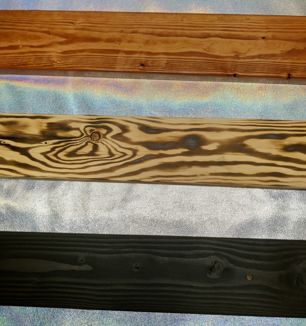 Stain and burn finish samples